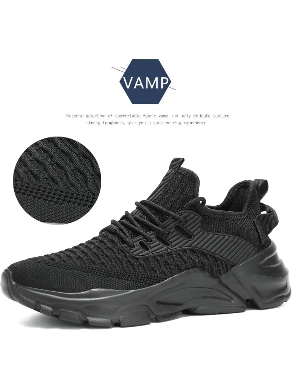 Men's All Black Lightweight Athletic Running Walking Non Slip Sneakers Shoes